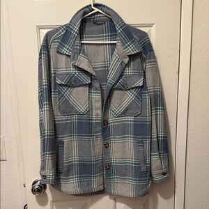 Blue and Gray Plaid Jacket